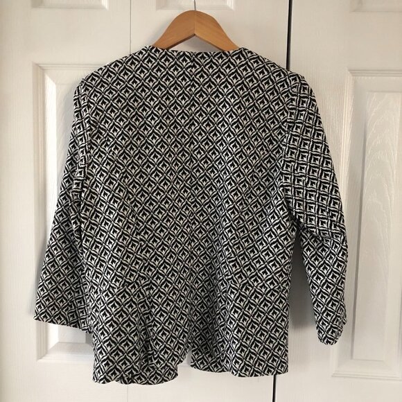 Roz & Ali Geometric Print Open Front Career Jacket - Picture 2 of 8